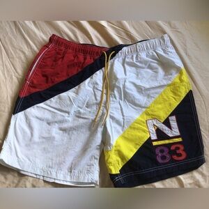 Nautica Red, Yellow, and White Swim Shorts